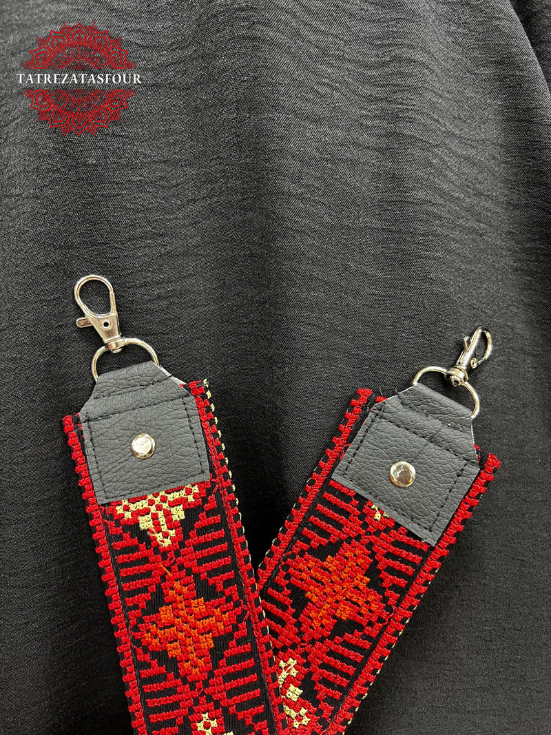 Bag Strap with Red Embroidery