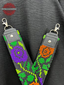 Bag Strap with Handmade Green Embroidery