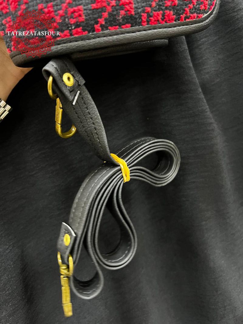 Embroidered Handmade Crossbody - Red Stitching