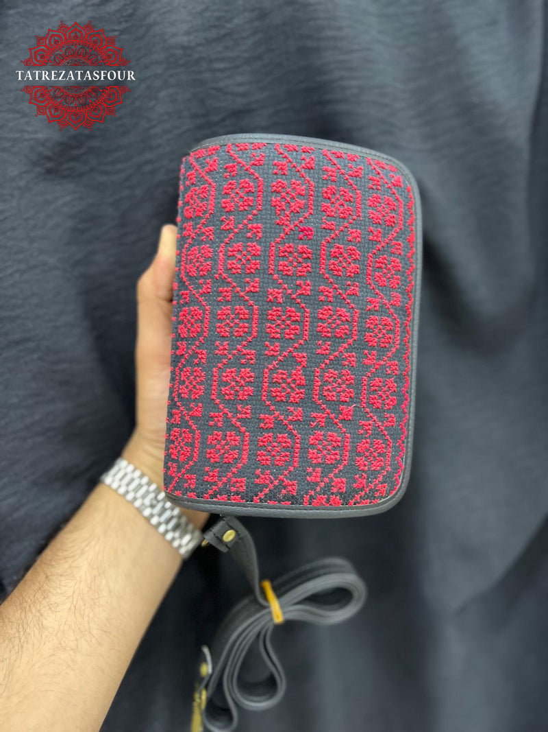Embroidered Handmade Crossbody - Red Stitching