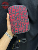 Embroidered Handmade Crossbody - Red Stitching