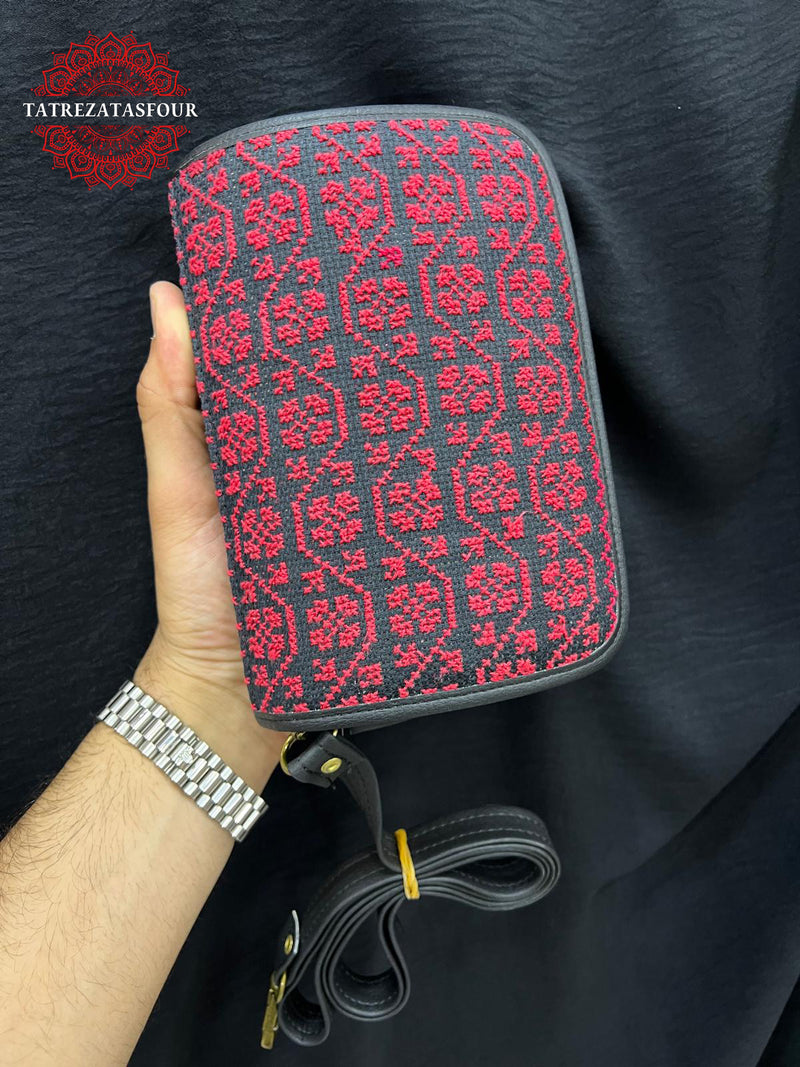 Embroidered Handmade Crossbody - Red Stitching