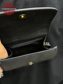 Embroidered Handmade Mini Bag - Black In Burgundy Accents