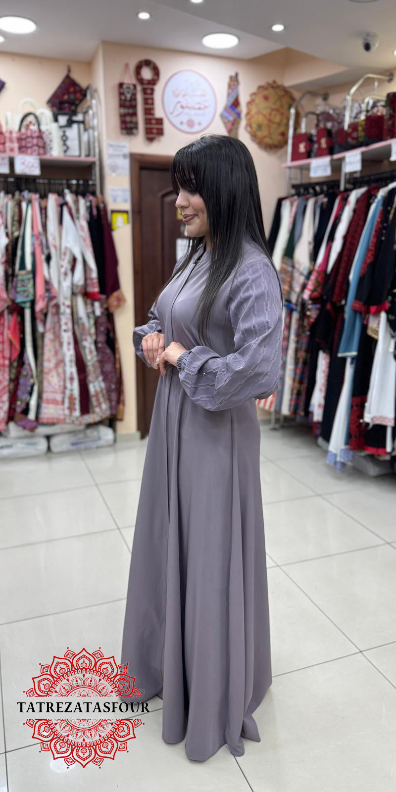 Soft Light Grey Abaya
