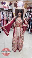 Luxurious Radan Thobe - Beige with Burgundy Touches