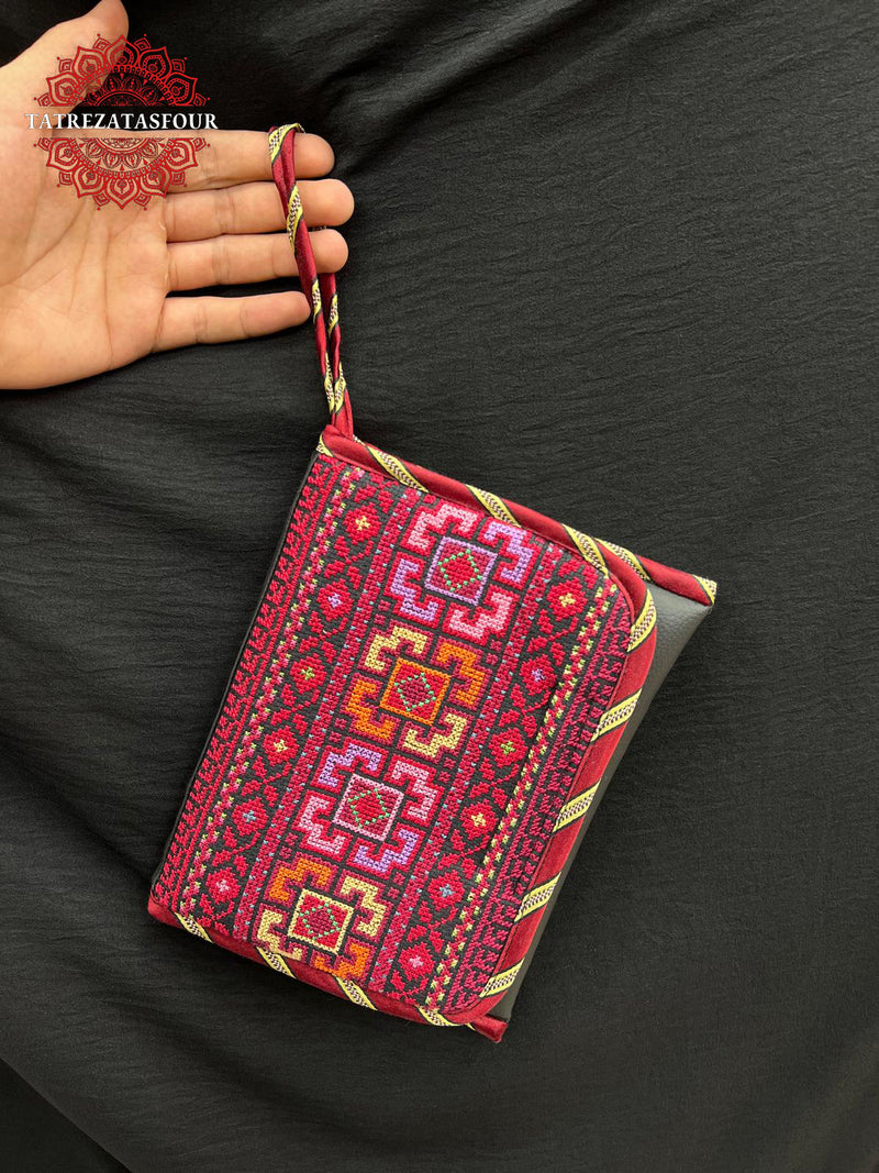 Jerusalem Stitch – Handmade Red Embroidered Leather Bag
