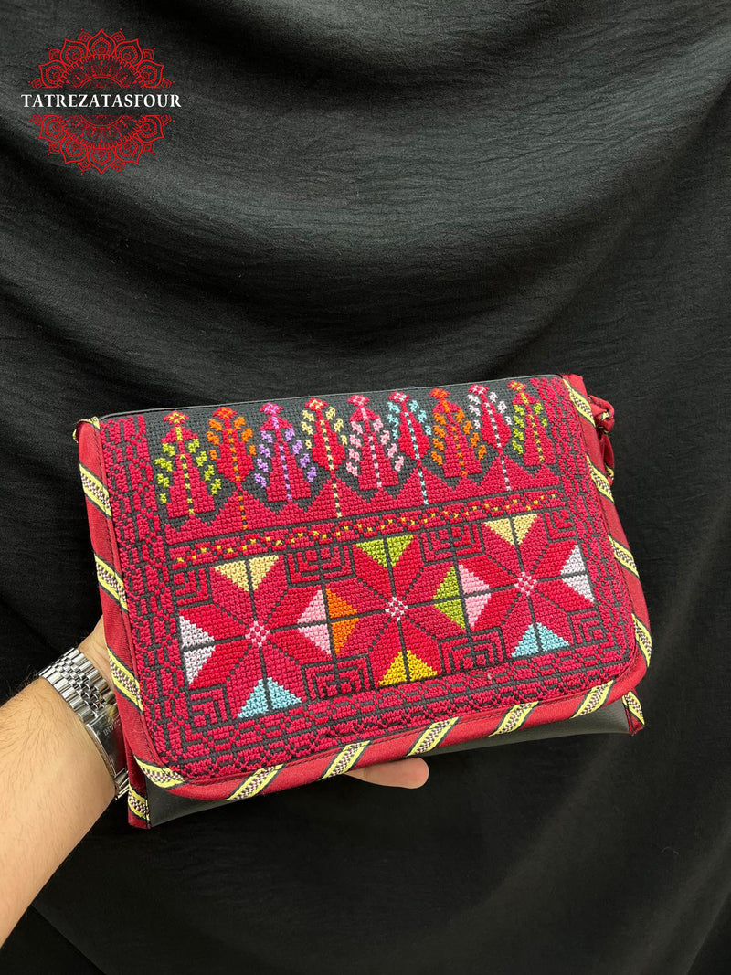 Ramallah Stitch – Handmade Red Embroidered Leather Bag
