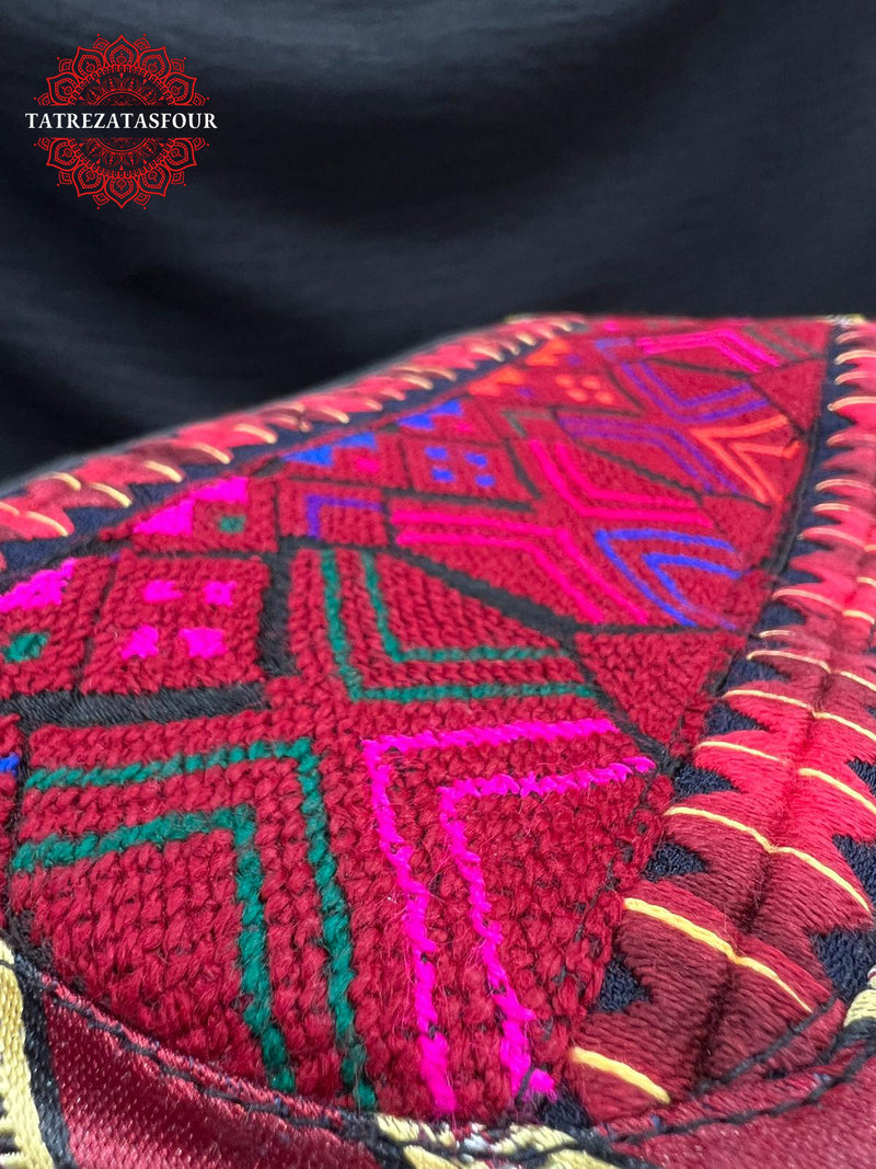 Haifa Stitch – Handmade Red Embroidered Leather Bag