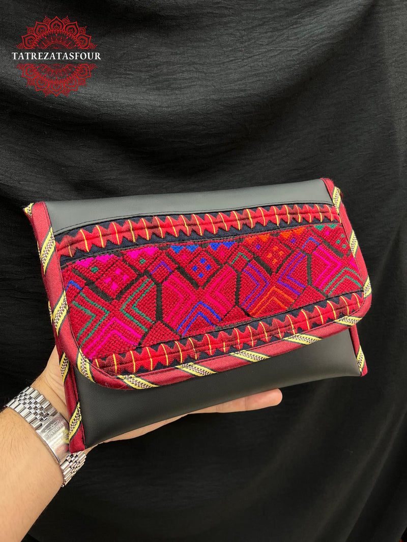 Haifa Stitch – Handmade Red Embroidered Leather Bag