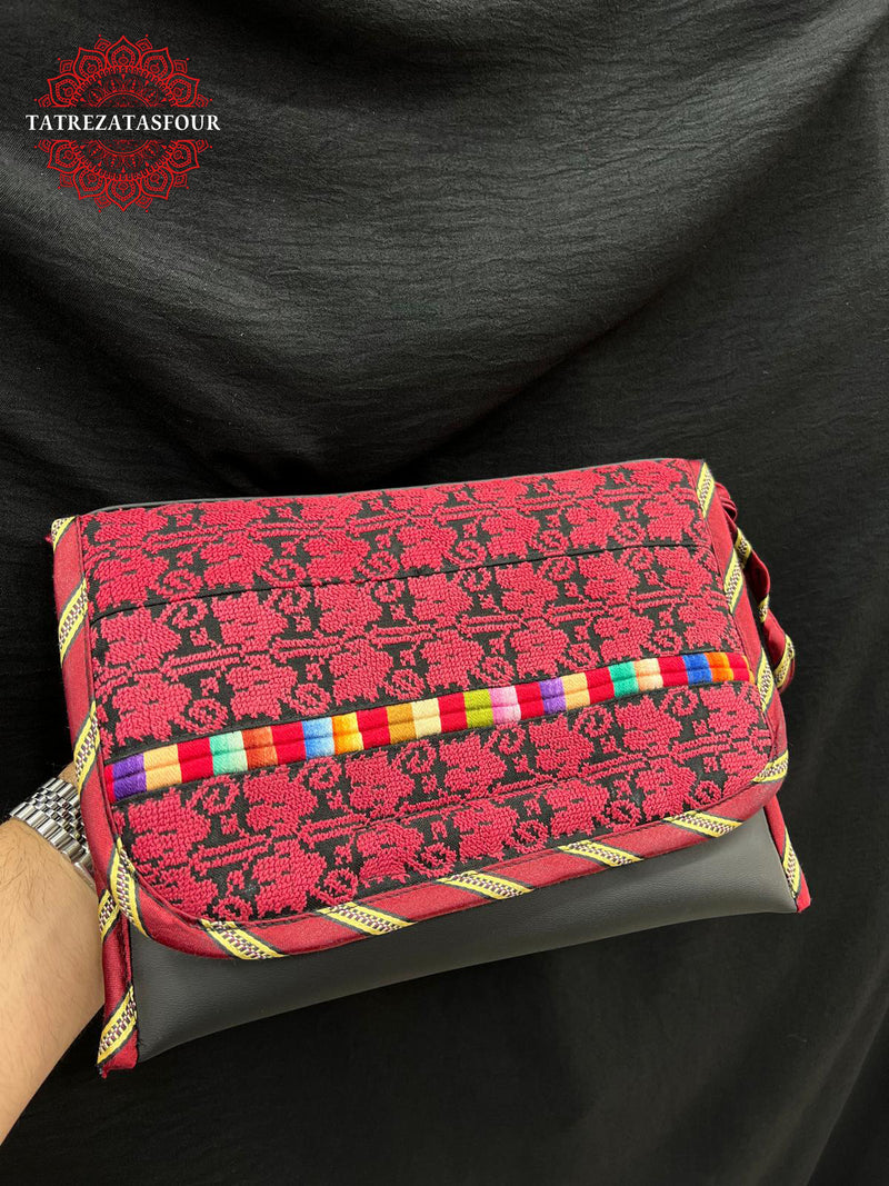 Silwad Stitch – Handmade Red Embroidered Leather Bag