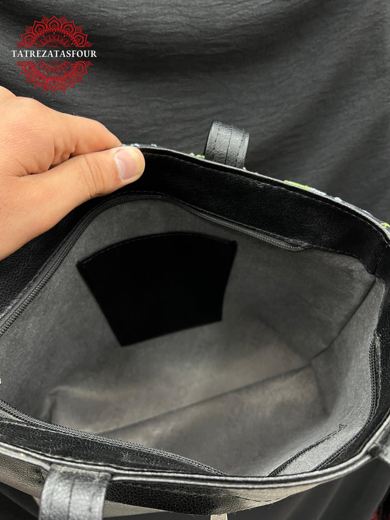 Handmade Green Embroidered Handbag