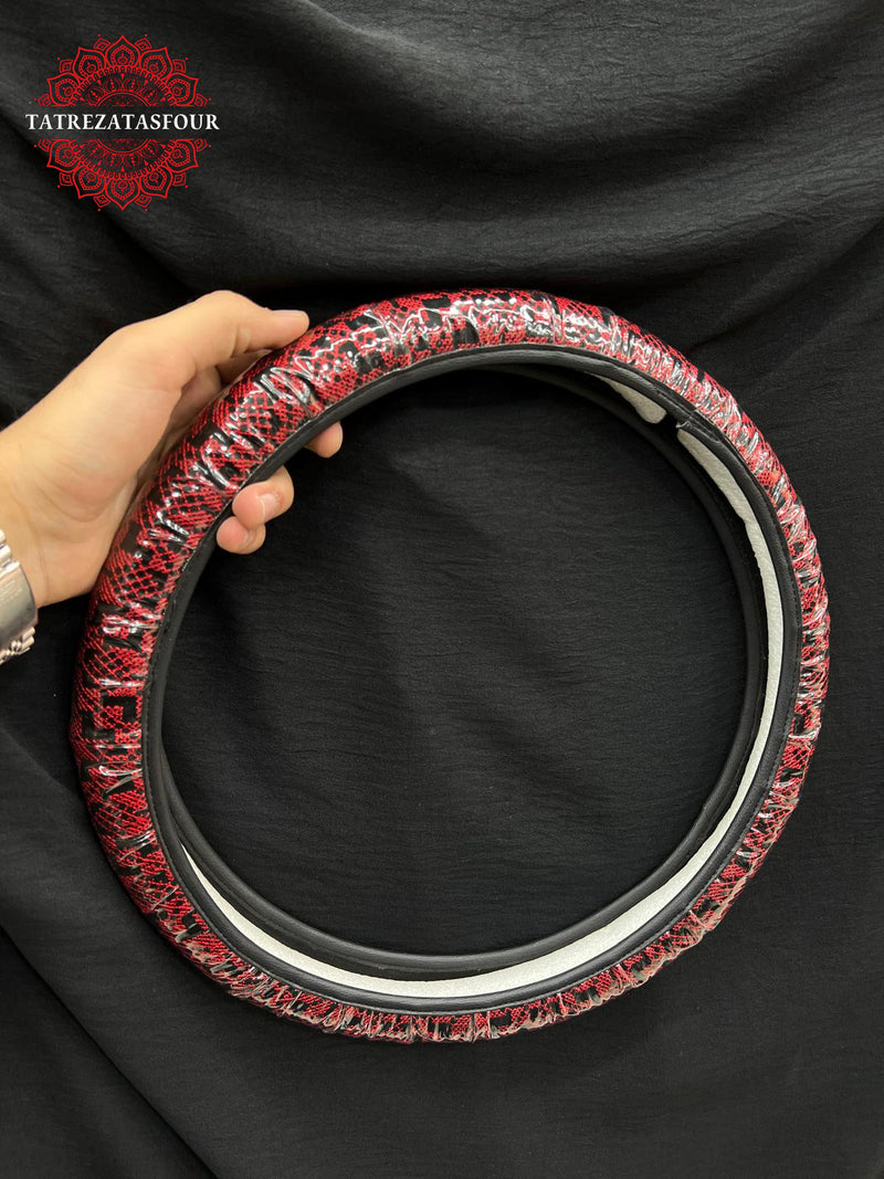 Red Embroidered Steering Wheel Cover