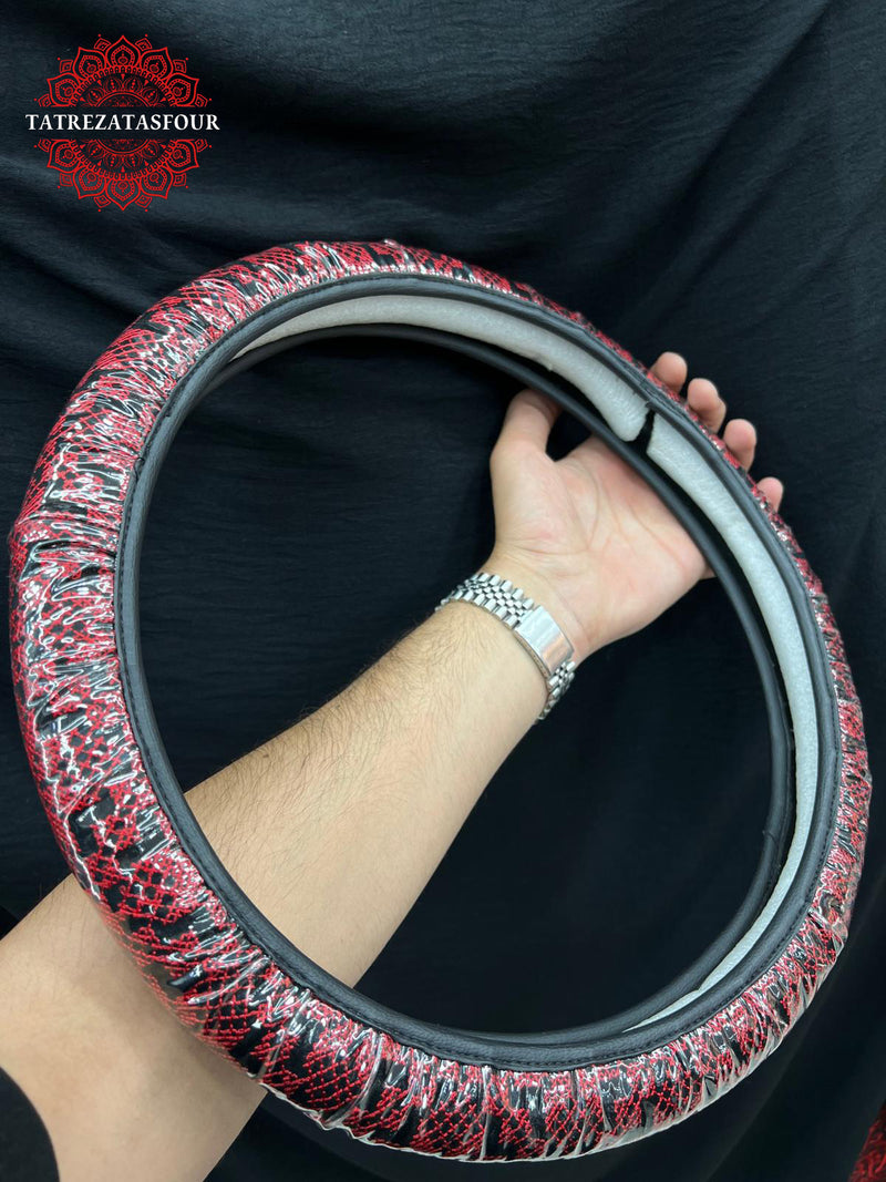 Red Embroidered Steering Wheel Cover