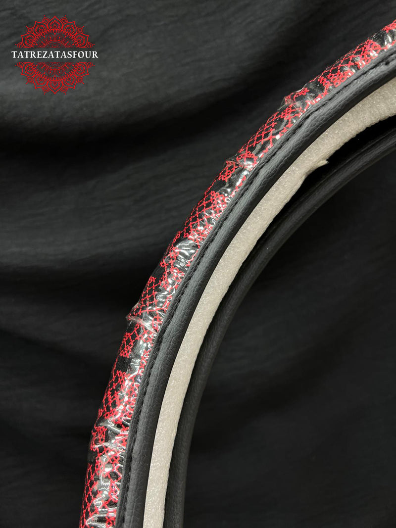 Red Embroidered Steering Wheel Cover
