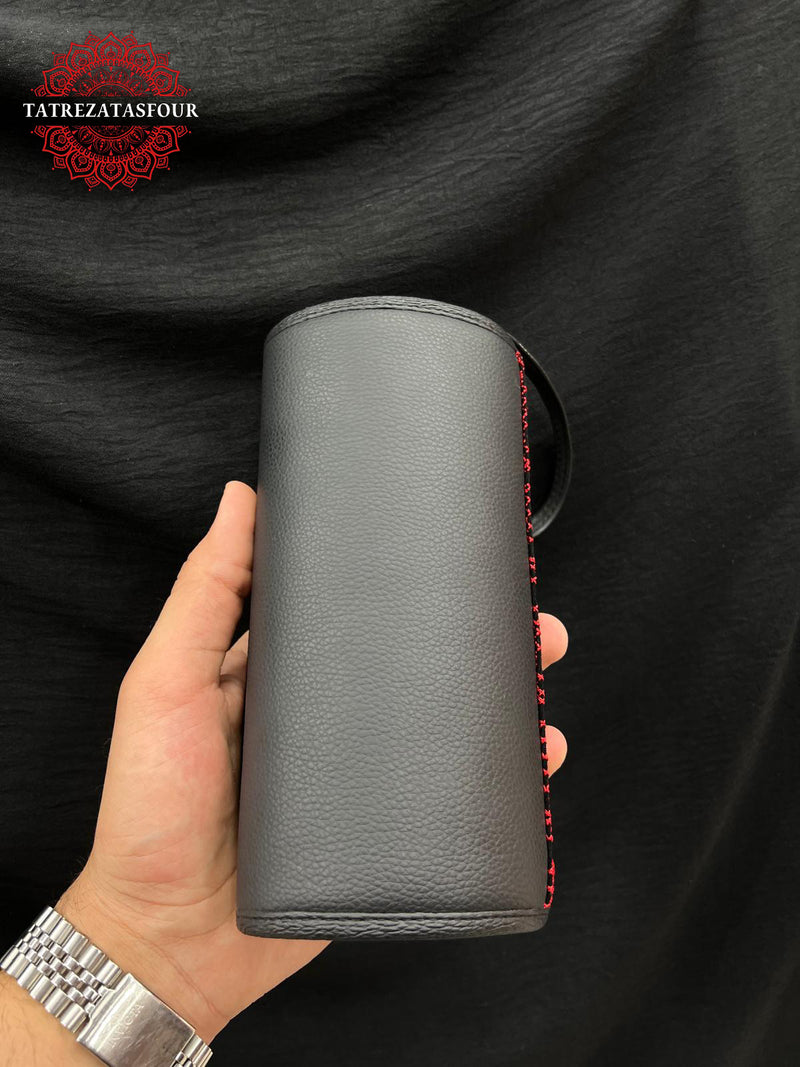 Embroidered Mini Bag - Black In Red Stitching