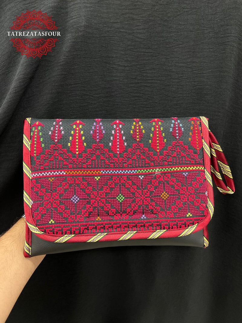 Jenin Stitch – Handmade Red Embroidered Leather Bag