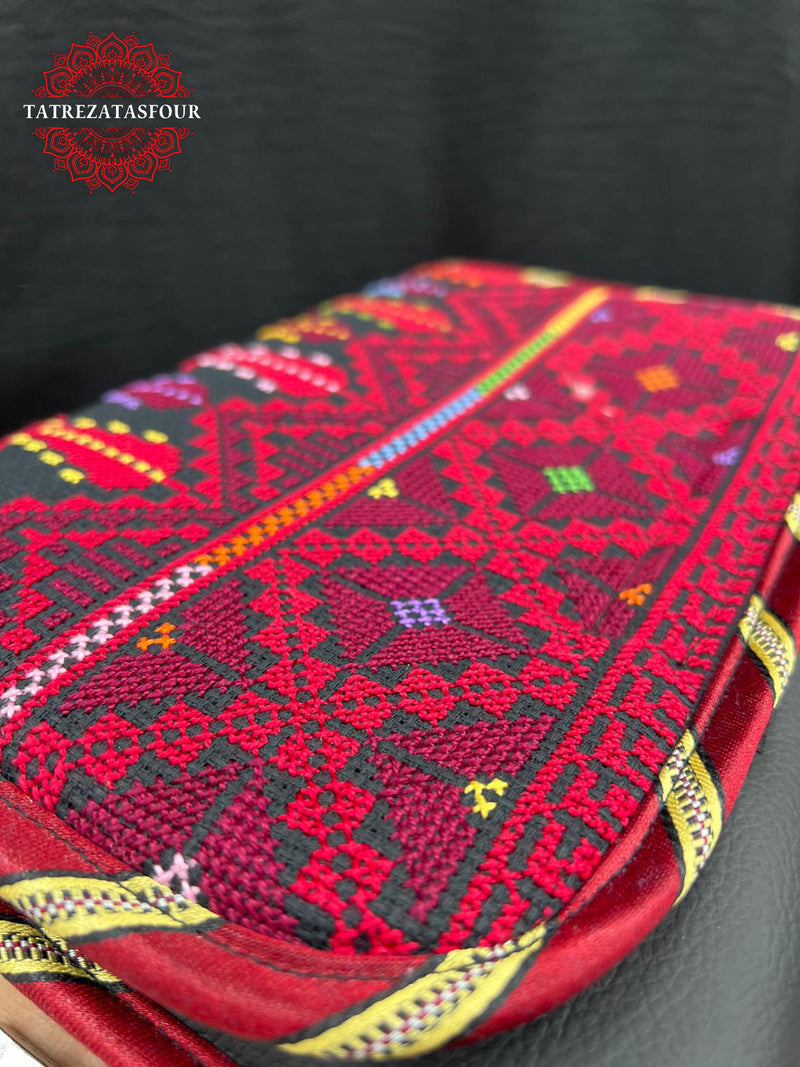 Jenin Stitch – Handmade Red Embroidered Leather Bag