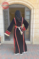 Palestinian Black Thobe with Red Embroidery