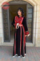 Palestinian Black Thobe with Red Embroidery